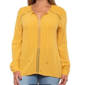 Jack by BB Dakota blouse openwork mustard yellow relaxed XS NWT dainty